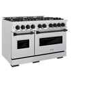 ZLINE Autograph Edition 48 in. 6.7 cu. ft. Classic Double Oven Gas Range with 8 Burner Cooktop in Satin Stainless Steel and Matte Black Accents, Open Box-Good Condition