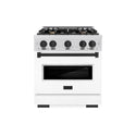 ZLINE Autograph Edition 30 in. 4.2 cu. ft. Classic Gas Range with 4 Burner Cooktop and Convection Gas Oven in Satin Stainless Steel with White Matte Door and Matte Black Accents, Open Box-Great Condition