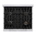 ZLINE Autograph Edition 30 in. 4.2 cu. ft. Classic Gas Range with 4 Burner Cooktop and Convection Gas Oven in Satin Stainless Steel with White Matte Door and Matte Black Accents, Open Box-Good Condition