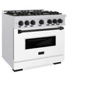 ZLINE Autograph Edition 36 in. 5.2 cu. ft. Classic Gas Range with 6 Burner Cooktop and Convection Gas Oven in Satin Stainless Steel with White Matte Door and Matte Black Accents, Open Box-Good Condition