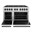 ZLINE Autograph Edition 48 in. 6.7 cu. ft. Classic Double Oven Gas Range with 8 Burner Cooktop in Satin Stainless Steel with White Matte Doors and Matte Black Accents, Open Box-Great Condition