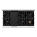 ZLINE Autograph Edition 48 in. 6.7 cu. ft. Classic Double Oven Gas Range with 8 Burner Cooktop in Satin Stainless Steel with Black Matte Doors and Polished Gold Accents, Open Box-Great Condition