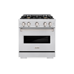 ZLINE 30 in. 4.2 cu. ft. Classic Gas Range with Convection Gas Oven in Satin Stainless Steel with 4 Brass Burners (CGRS-BR-30)