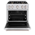 ZLINE 30 in. 4.2 cu. ft. Classic Gas Range with Convection Gas Oven in Satin Stainless Steel with 4 Brass Burners (CGRS-BR-30)