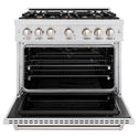 ZLINE 36 in. 5.2 cu. ft. Classic Gas Range with Convection Gas Oven in Satin Stainless Steel with 6 Brass Burners (CGRS-BR-36)