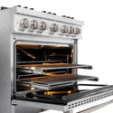 ZLINE 36 in. 5.2 cu. ft. Classic Gas Range with Convection Gas Oven in Satin Stainless Steel with 6 Brass Burners (CGRS-BR-36)