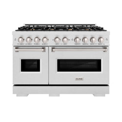 ZLINE 48 in. 6.7 cu. ft. Classic Double Oven Gas Range in Satin Stainless Steel with 8 Brass Burners (CGRS-BR-48)