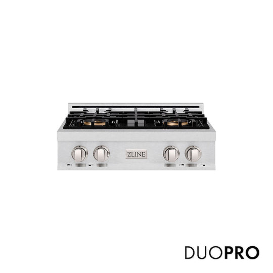 ZLINE 30 in. Classic Gas Rangetop with 4 Burner DuoPro™ Cooktop in Satin Stainless Steel, Open Box-Good Condition