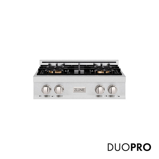 ZLINE 30 in. Classic Gas Rangetop with 4 Burner DuoPro™ Cooktop in Satin Stainless Steel, Open Box-Great Condition
