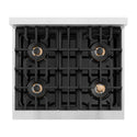 ZLINE Autograph Edition 30 in. Classic Gas Rangetop with 4 Burner DuoPro™ Cooktop in Satin Stainless Steel and Matte Black Accents (PCRTSZ-30-MB)