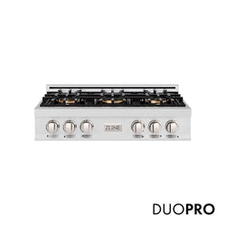 ZLINE 36 in. Classic Gas Rangetop with 6 Burner DuoPro™ Cooktop in Satin Stainless Steel, Open Box-Great Condition