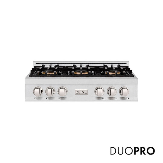 ZLINE 36 in. Classic Gas Rangetop with 6 Burner DuoPro™ Cooktop in Satin Stainless Steel, Open Box-Good Condition