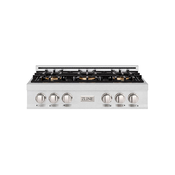 ZLINE 36 in. Classic Gas Rangetop with 6 Burner DuoPro™ Cooktop in Satin Stainless Steel, Open Box-Great Condition