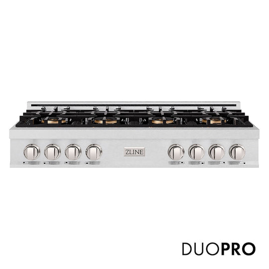 ZLINE 48 in. Classic Gas Rangetop with 8 Burner DuoPro™ Cooktop in Satin Stainless Steel, Open Box-Good Condition