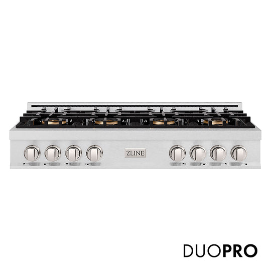 ZLINE 48 in. Classic Gas Rangetop with 8 Burner DuoPro™ Cooktop in Satin Stainless Steel, Open Box-Great Condition