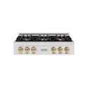 ZLINE Autograph Edition 36 in. Classic Gas Rangetop with 6 Burner DuoPro™ Cooktop in Satin Stainless Steel and Champagne Bronze Accents, Open Box-Good Condition