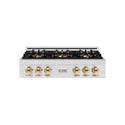 ZLINE Autograph Edition 36 in. Classic Gas Rangetop with 6 Burner DuoPro™ Cooktop in Satin Stainless Steel and Polished Gold Accents (PCRTSZ-36-G)