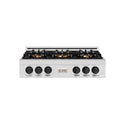 ZLINE Autograph Edition 36 in. Classic Gas Rangetop with 6 Burner DuoPro™ Cooktop in Satin Stainless Steel and Matte Black Accents (PCRTSZ-36-MB)