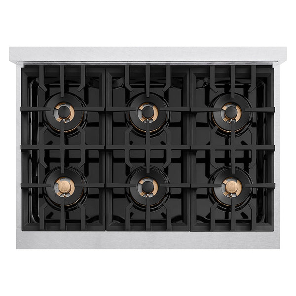 ZLINE Autograph Edition 36 in. Classic Gas Rangetop with 6 Burner DuoPro™ Cooktop in Satin Stainless Steel and Matte Black Accents, Open Box-Good Condition