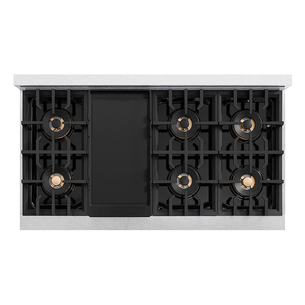 ZLINE Autograph Edition 48 in. Classic Gas Rangetop with 8 Burner DuoPro™ Cooktop in Satin Stainless Steel and Champagne Bronze Accents, Open Box-Good Condition
