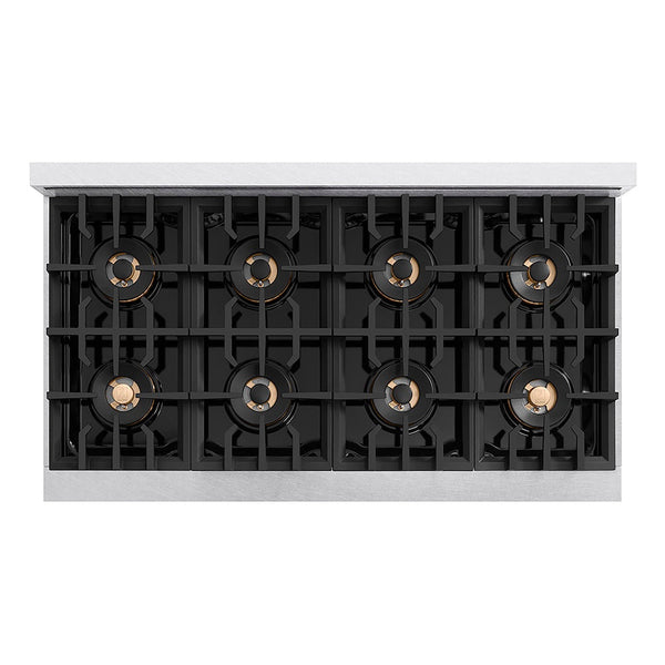 ZLINE Autograph Edition 48 in. Classic Gas Rangetop with 8 Burner DuoPro™ Cooktop in Satin Stainless Steel and Champagne Bronze Accents, Open Box-Good Condition