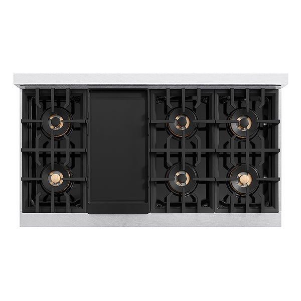 ZLINE Autograph Edition 48 in. Classic Gas Rangetop with 8 Burner DuoPro™ Cooktop in Satin Stainless Steel and Matte Black Accents, Open Box-Great Condition