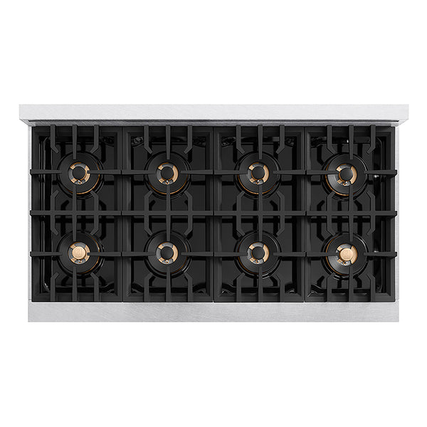 ZLINE Autograph Edition 48 in. Classic Gas Rangetop with 8 Burner DuoPro™ Cooktop in Satin Stainless Steel and Matte Black Accents, Open Box-Great Condition