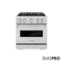 ZLINE 30 in. 4.2 cu. ft. Classic Dual Fuel Range with 4 Burner DuoPro™ Cooktop and Electric Convection Oven in Satin Stainless Steel (PCDRS-30)