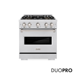 ZLINE 30 in. 4.2 cu. ft. Classic Dual Fuel Range with 4 Burner DuoPro™ Cooktop and Electric Convection Oven in Satin Stainless Steel (PCDRS-30)