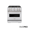 ZLINE 30 in. 4.2 cu. ft. Classic Dual Fuel Range with 4 Burner DuoPro™ Cooktop and Electric Convection Oven in Satin Stainless Steel, Open Box-Good Condition