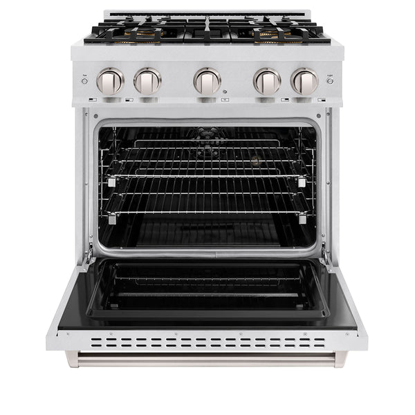 ZLINE 30 in. 4.2 cu. ft. Classic Dual Fuel Range with 4 Burner DuoPro™ Cooktop and Electric Convection Oven in Satin Stainless Steel, Open Box-Good Condition