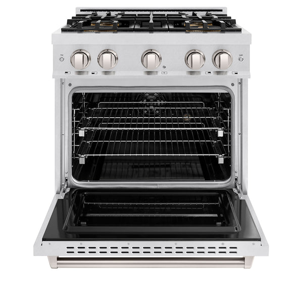 ZLINE 30 in. 4.2 cu. ft. Classic Dual Fuel Range with 4 Burner DuoPro™ Cooktop and Electric Convection Oven in Satin Stainless Steel (PCDRS-30)