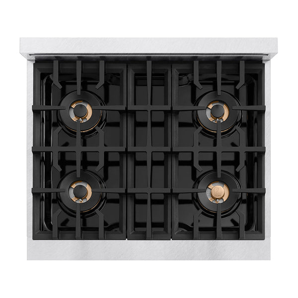 ZLINE 30 in. 4.2 cu. ft. Classic Dual Fuel Range with 4 Burner DuoPro™ Cooktop and Electric Convection Oven in Satin Stainless Steel, Open Box-Good Condition