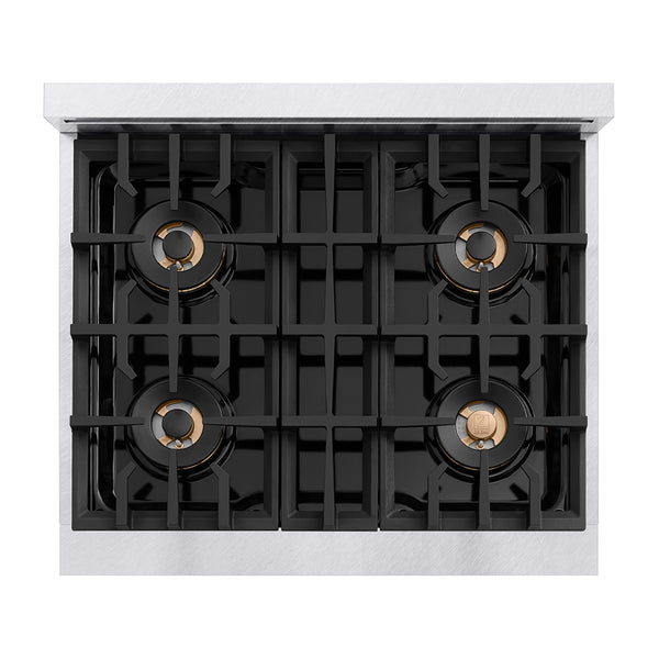 ZLINE 30 in. 4.2 cu. ft. Classic Dual Fuel Range with 4 Burner DuoPro™ Cooktop and Electric Convection Oven in Satin Stainless Steel (PCDRS-30)