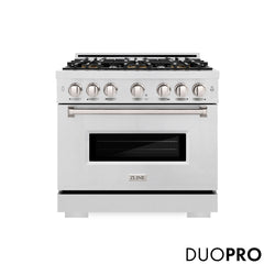 ZLINE 36 in. 5.2 cu. ft. Classic Dual Fuel Range with 6 Burner DuoPro™ Cooktop and Electric Convection Oven in Satin Stainless Steel (PCDRS-36)