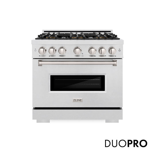 ZLINE 36 in. 5.2 cu. ft. Classic Dual Fuel Range with 6 Burner DuoPro™ Cooktop and Electric Convection Oven in Satin Stainless Steel (PCDRS-36)