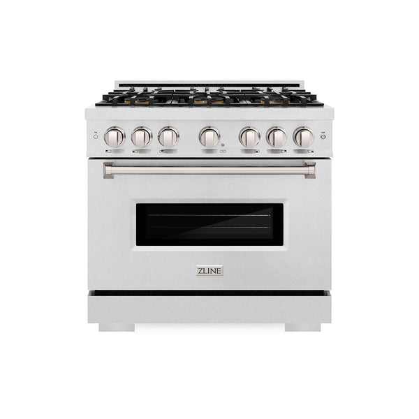 ZLINE 36 in. 5.2 cu. ft. Classic Dual Fuel Range with 6 Burner DuoPro™ Cooktop and Electric Convection Oven in Satin Stainless Steel, Open Box-Good Condition