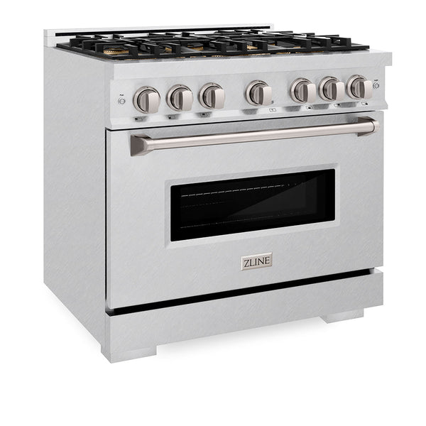 ZLINE 36 in. 5.2 cu. ft. Classic Dual Fuel Range with 6 Burner DuoPro™ Cooktop and Electric Convection Oven in Satin Stainless Steel, Open Box-Good Condition