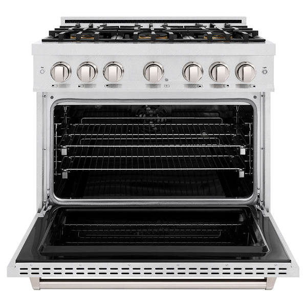 ZLINE 36 in. 5.2 cu. ft. Classic Dual Fuel Range with 6 Burner DuoPro™ Cooktop and Electric Convection Oven in Satin Stainless Steel (PCDRS-36)