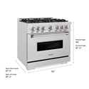 ZLINE 36 in. 5.2 cu. ft. Classic Dual Fuel Range with 6 Burner DuoPro™ Cooktop and Electric Convection Oven in Satin Stainless Steel, Open Box-Good Condition