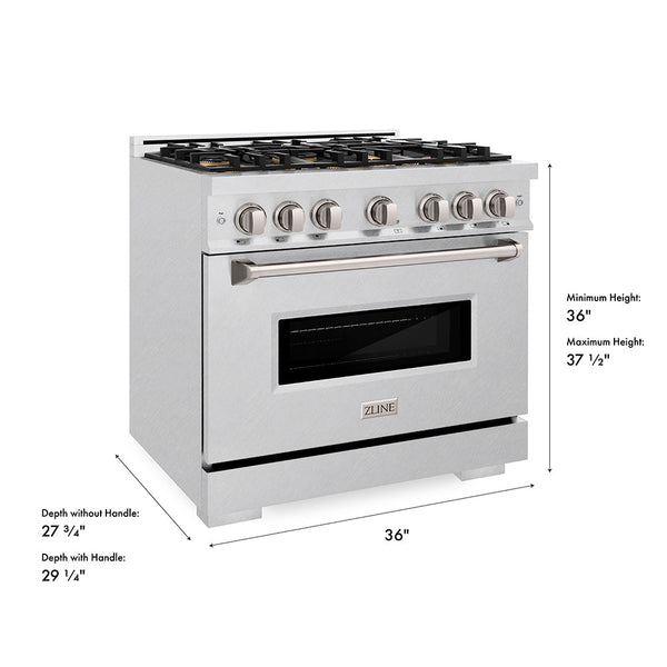 ZLINE 36 in. 5.2 cu. ft. Classic Dual Fuel Range with 6 Burner DuoPro™ Cooktop and Electric Convection Oven in Satin Stainless Steel, Open Box-Good Condition