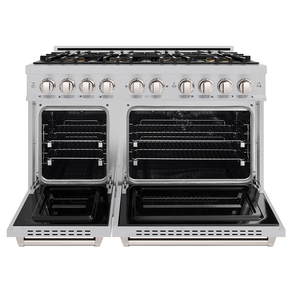 ZLINE 48 in. 6.7 cu. ft. Classic Dual Fuel Range with 8 Burner DuoPro™ Cooktop and Dual Ovens in Satin Stainless Steel (PCDRS-48)