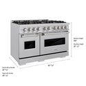 ZLINE 48 in. 6.7 cu. ft. Classic Dual Fuel Range with 8 Burner DuoPro™ Cooktop and Dual Ovens in Satin Stainless Steel (PCDRS-48)