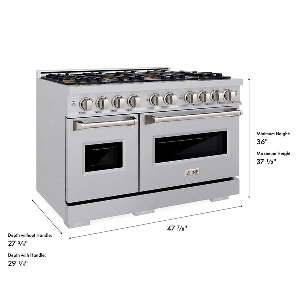 ZLINE 48 in. 6.7 cu. ft. Classic Dual Fuel Range with 8 Burner DuoPro™ Cooktop and Dual Ovens in Satin Stainless Steel (PCDRS-48)