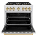 ZLINE Autograph Edition 36 in. 5.2 cu. ft. Classic Dual Fuel Range with 6 Burner DuoPro™ Cooktop and Electric Convection Oven in Satin Stainless Steel and Champagne Bronze Accents (PCDRSZ-36-CB)