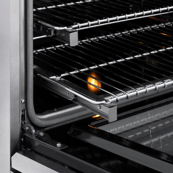 ZLINE Autograph Edition 36 in. 5.2 cu. ft. Classic Dual Fuel Range with 6 Burner DuoPro™ Cooktop and Electric Convection Oven in Satin Stainless Steel and Champagne Bronze Accents (PCDRSZ-36-CB)