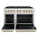 ZLINE Autograph Edition 48 in. 6.7 cu. ft. Classic Dual Fuel Range with 8 Burner DuoPro™ Cooktop and Dual Ovens in Satin Stainless Steel and Champagne Bronze Accents (PCDRSZ-48-CB)