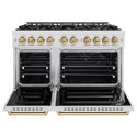 ZLINE Autograph Edition 48 in. 6.7 cu. ft. Classic Dual Fuel Range with 8 Burner DuoPro™ Cooktop and Dual Ovens in Satin Stainless Steel and Champagne Bronze Accents (PCDRSZ-48-CB)