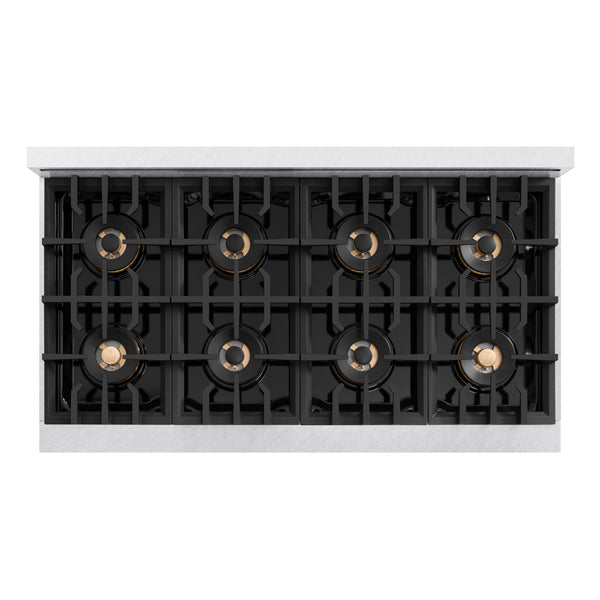 ZLINE Autograph Edition 48 in. 6.7 cu. ft. Classic Dual Fuel Range with 8 Burner DuoPro™ Cooktop and Dual Ovens in Satin Stainless Steel and Champagne Bronze Accents (PCDRSZ-48-CB)