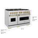 ZLINE Autograph Edition 48 in. 6.7 cu. ft. Classic Dual Fuel Range with 8 Burner DuoPro™ Cooktop and Dual Ovens in Satin Stainless Steel and Champagne Bronze Accents (PCDRSZ-48-CB)